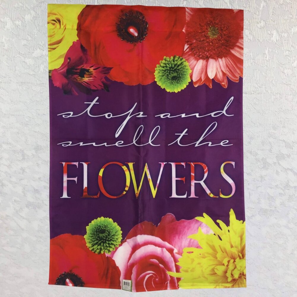 Michaels “Stop & Smell the Flowers” Large Garden Flag 28”x40” Spring Floral NWT